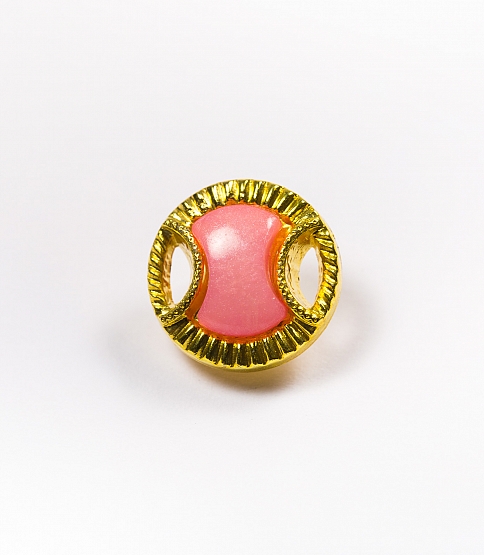 Pearl Centre Gold Rim Shank Button Size 24L x10 Pink - Click Image to Close